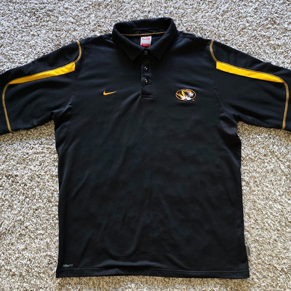 Nike Men’s Large Black & Gold Mizzou Polo Golf Shirt – University of Missouri Ti